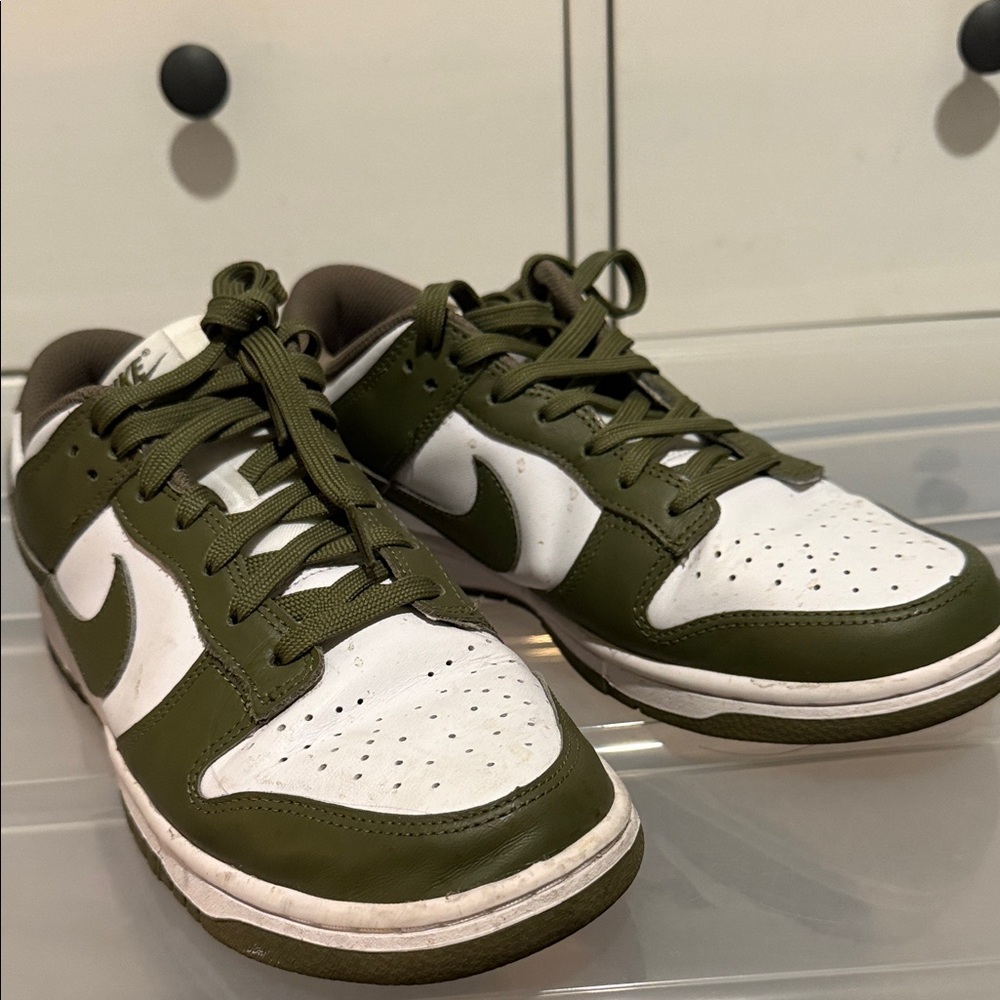 Nike Olive Green and White Sneakers